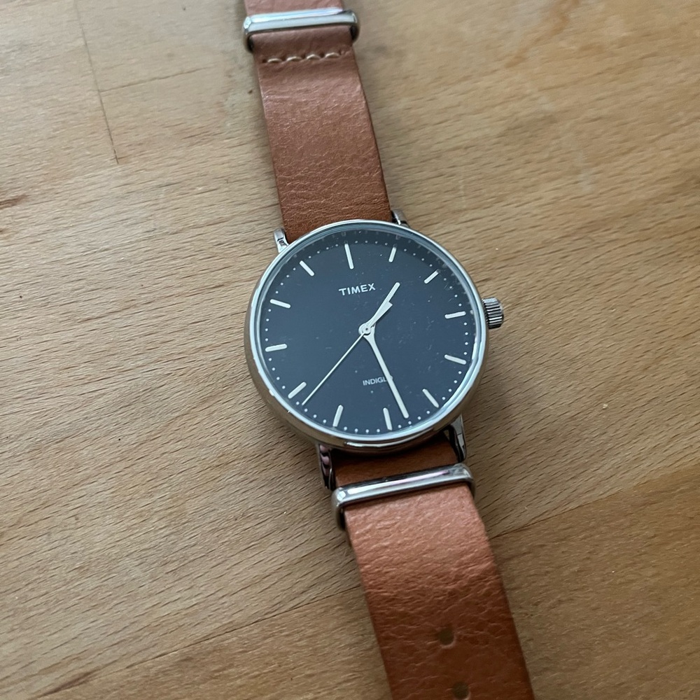Timex Classic Navy Dial with Tan Leather Band